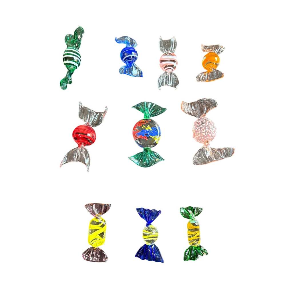 Vintage Blown Glass Decor Miniature Candy Set of 10 Various Styles Colors Sizes